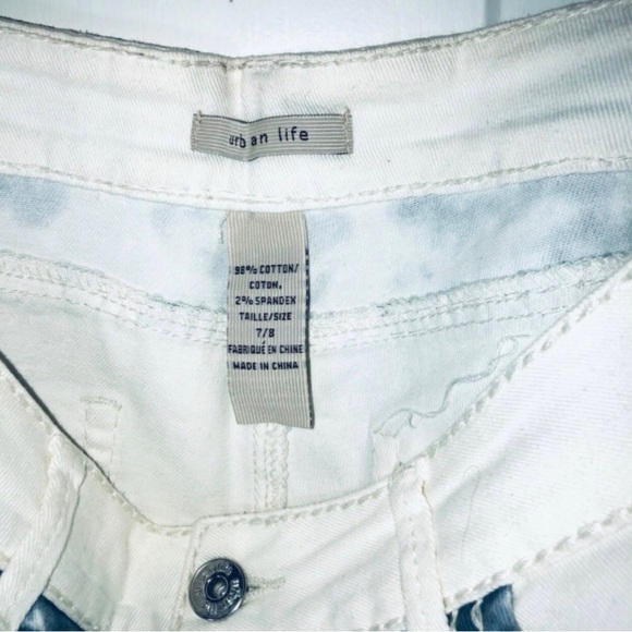 [URBAN LIFE] Acid Wash White Denim Shorts - Picture 3 of 4